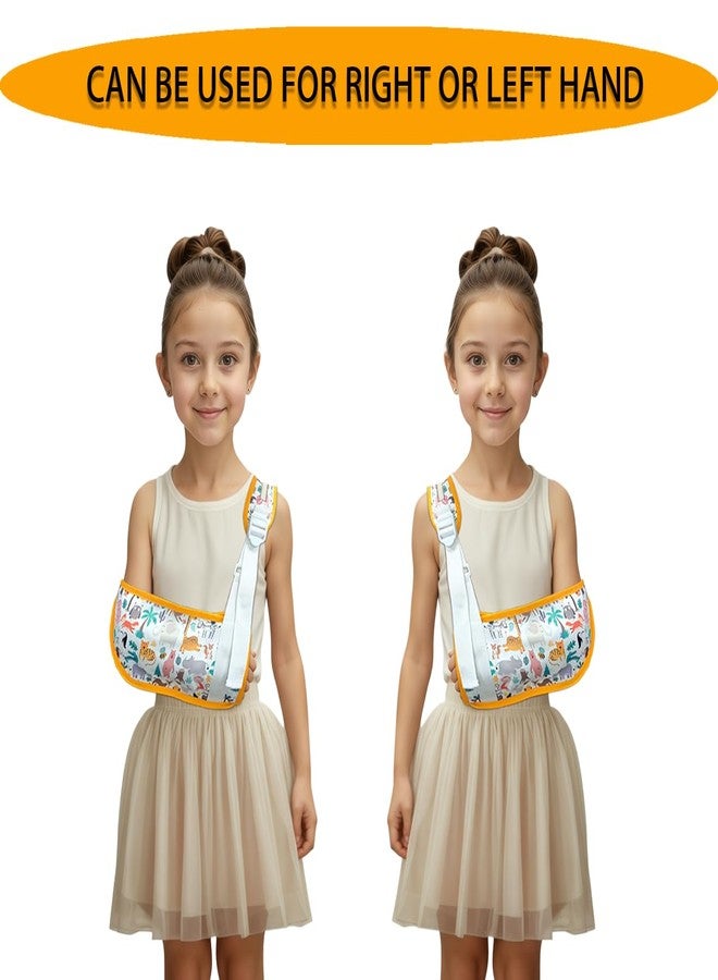 Arm Sling for Kid Shoulder Immobilizer with Portable Brace,Adjustable Arm Sling for Shoulder Injury Shower for Surgery Recovery,Children Support Brace for Elbow Injury Right/Left(Yellow animals, Medium) - Image 2