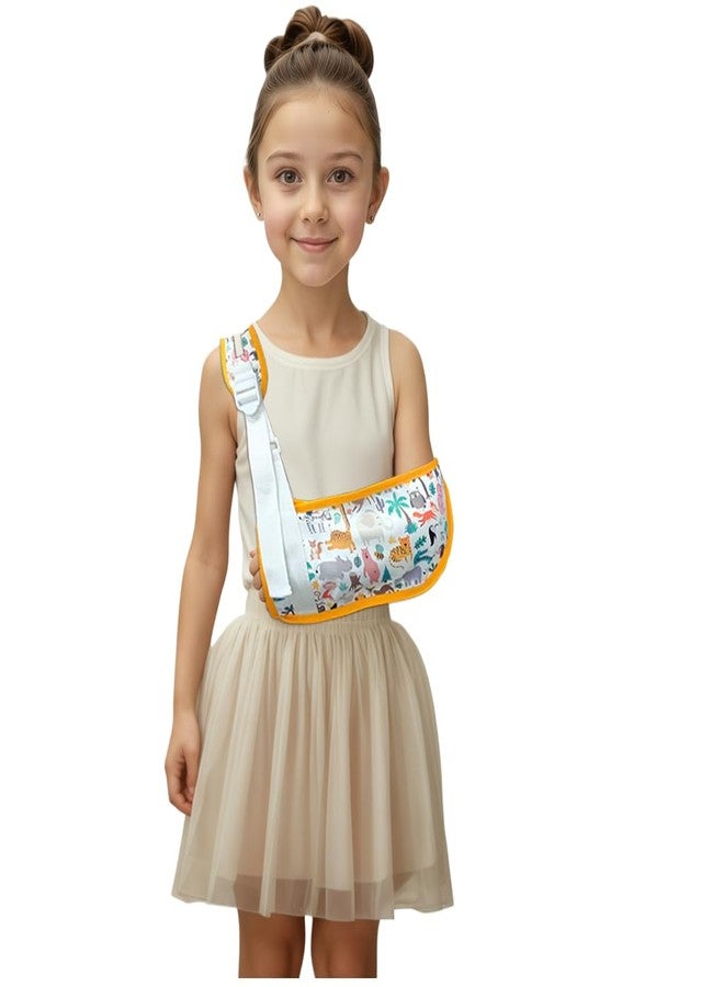 Arm Sling for Kid Shoulder Immobilizer with Portable Brace,Adjustable Arm Sling for Shoulder Injury Shower for Surgery Recovery,Children Support Brace for Elbow Injury Right/Left(Yellow animals, Medium) - Image 1
