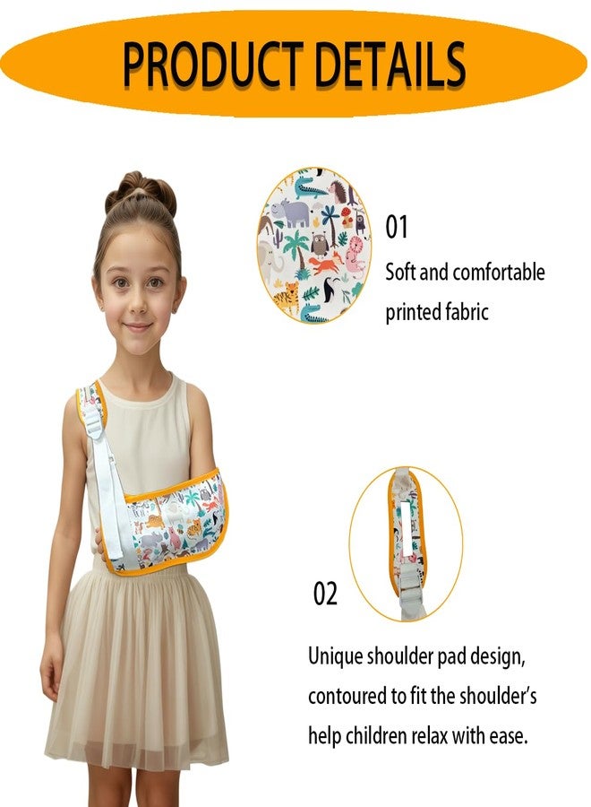 Arm Sling for Kid Shoulder Immobilizer with Portable Brace,Adjustable Arm Sling for Shoulder Injury Shower for Surgery Recovery,Children Support Brace for Elbow Injury Right/Left(Yellow animals, Medium) - Image 4