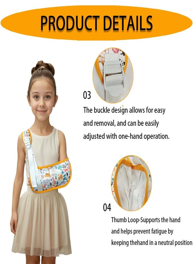 Arm Sling for Kid Shoulder Immobilizer with Portable Brace,Adjustable Arm Sling for Shoulder Injury Shower for Surgery Recovery,Children Support Brace for Elbow Injury Right/Left(Yellow animals, Medium) - Image 5