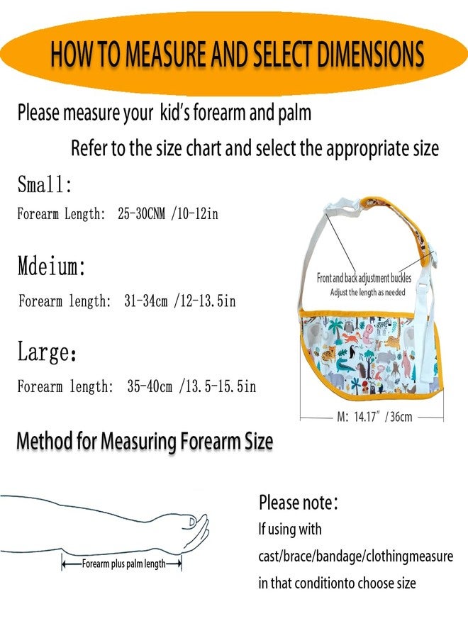 Arm Sling for Kid Shoulder Immobilizer with Portable Brace,Adjustable Arm Sling for Shoulder Injury Shower for Surgery Recovery,Children Support Brace for Elbow Injury Right/Left(Yellow animals, Medium) - Image 3