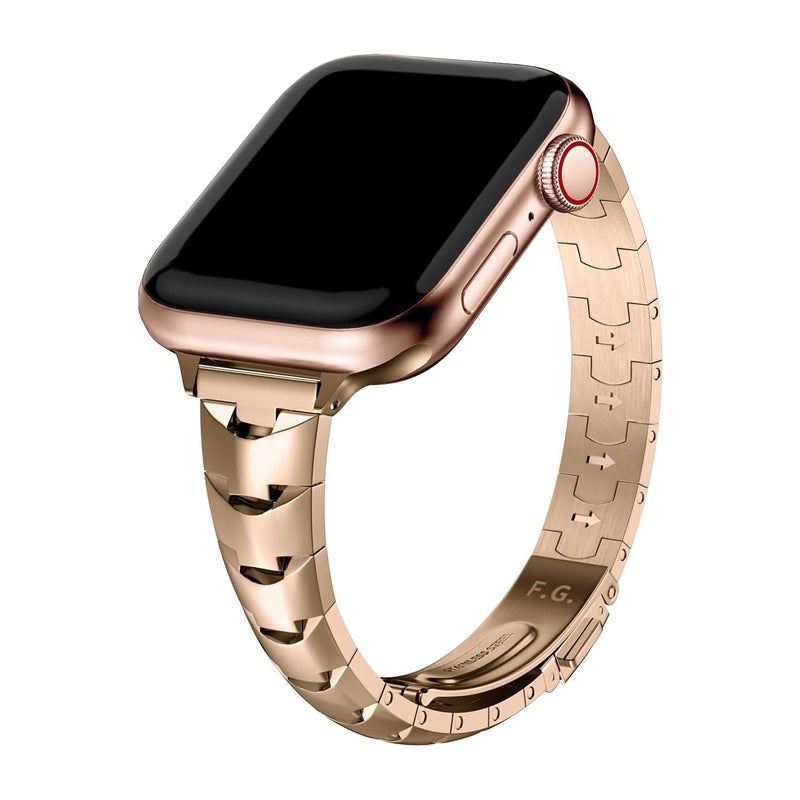 Fullmosa Stainless Steel Snake Band Compatible with Apple Watch 38mm 40mm 41mm, Slim Shiny Strap for iWatch SE SE2 Ultra Ultra 2 9 8 7 6 5 4 3 2 1 – Rose Gold - Image 2