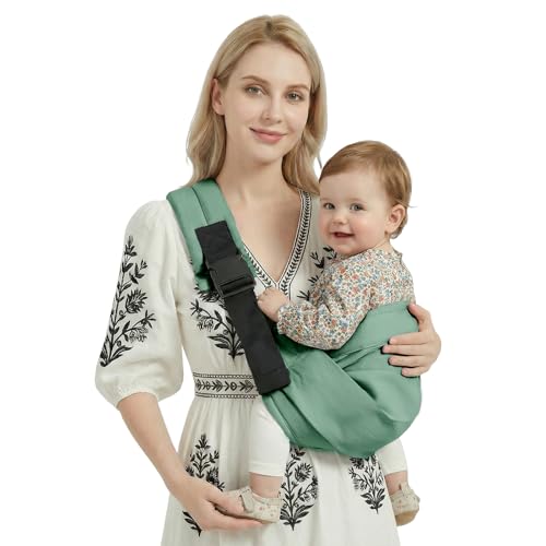 Shiaon Baby Sling Carrier, Adjustable Baby Carrier Newborn to Toddler Carrier for 7-30lbs, Toddler Sling Carriers, Toddlers Hip Carriers, Dark Green - Image 1