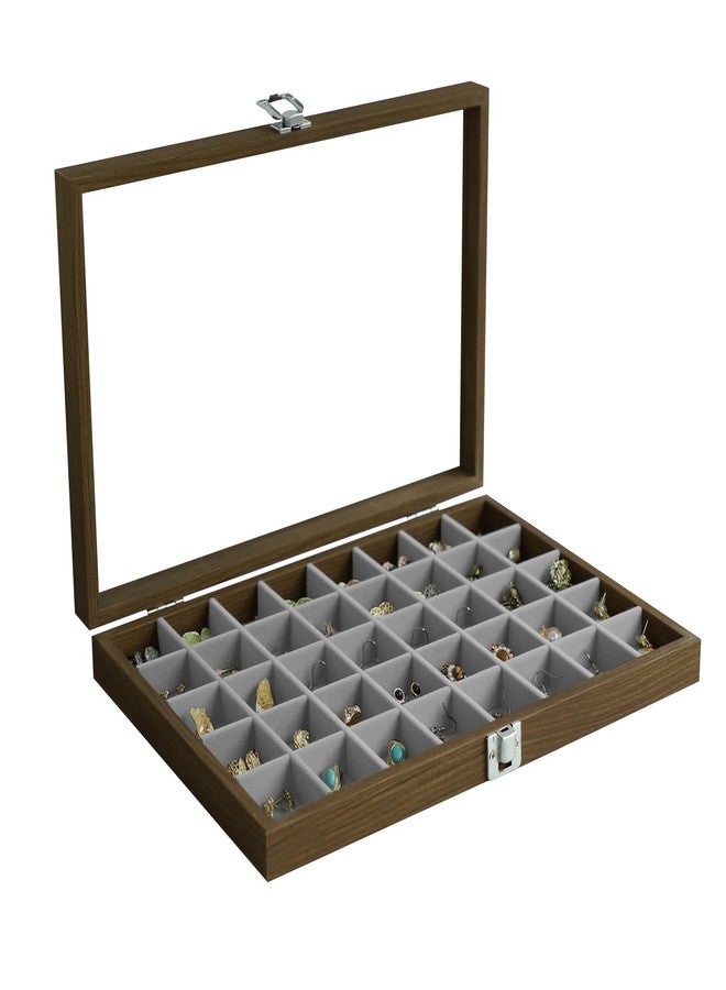 Stratalife Wood Jewelry Organizer Jewelry Tray 40 Grid Jewelry Holder Organizer Jewelry Box Jewelry Tray with Lid Earring Organizer Jewelry Storage Jewelry Trays for Drawers Vintage Style - Image 1