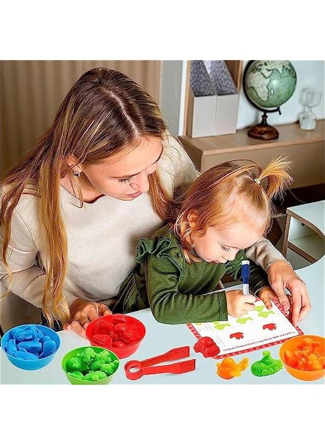 HOOKOR Counting Dinosaurs Toys Matching Games for Kids,Sorting Bowls Toddler Preschool Learning Activities Kindergarten Math Counter Montessori Fine Motor Skills Toys Age 3 4 5 Years (Transportation)  - Image 5