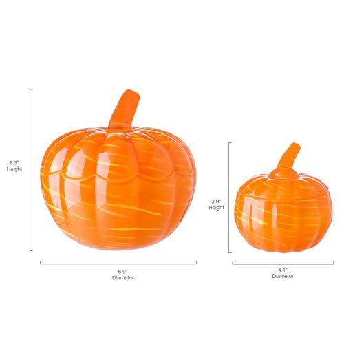 Diamond Star Crystal Pumpkin Jar with Cover, Glass Decorative Wedding Candy Bowl Snack Candy Dish Storage with Lid Organizer Canisters Home Decor Fall Thanksgiving Halloween Party Centerpieces (L, Orange) - Image 2