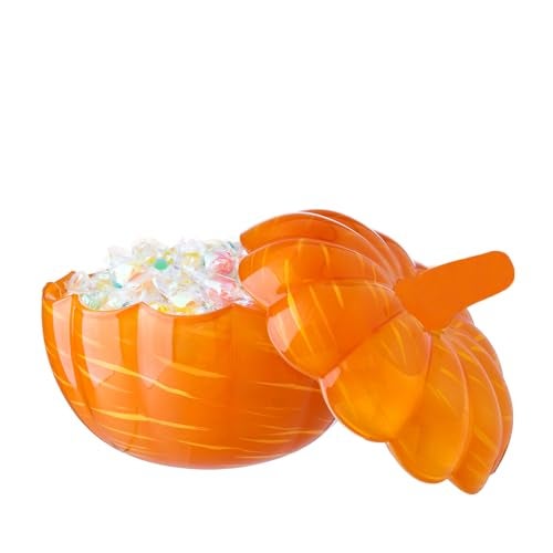 Diamond Star Crystal Pumpkin Jar with Cover, Glass Decorative Wedding Candy Bowl Snack Candy Dish Storage with Lid Organizer Canisters Home Decor Fall Thanksgiving Halloween Party Centerpieces (L, Orange) - Image 3