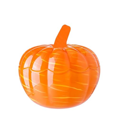 Diamond Star Crystal Pumpkin Jar with Cover, Glass Decorative Wedding Candy Bowl Snack Candy Dish Storage with Lid Organizer Canisters Home Decor Fall Thanksgiving Halloween Party Centerpieces (L, Orange) - Image 1