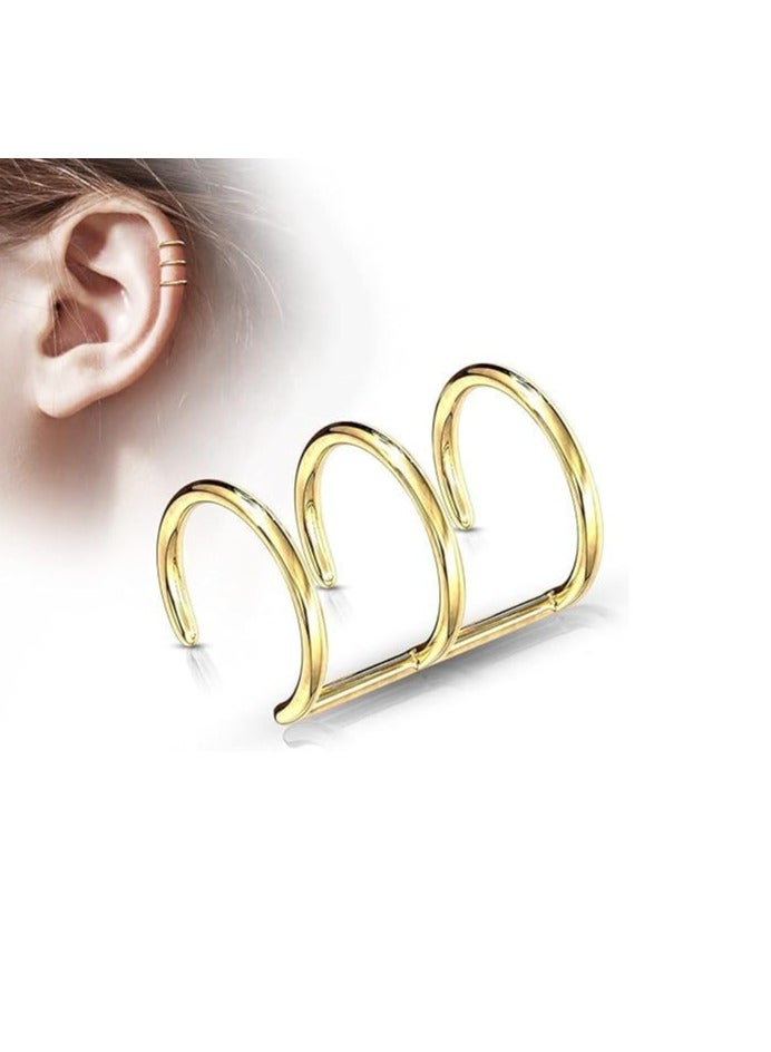 Fayrouz Jewellery Fairuz Jewelry Stainless Steel Triple Helix Clip On Earrings Without Cartilage Piercing, Suitable for All Occasions - Image 1