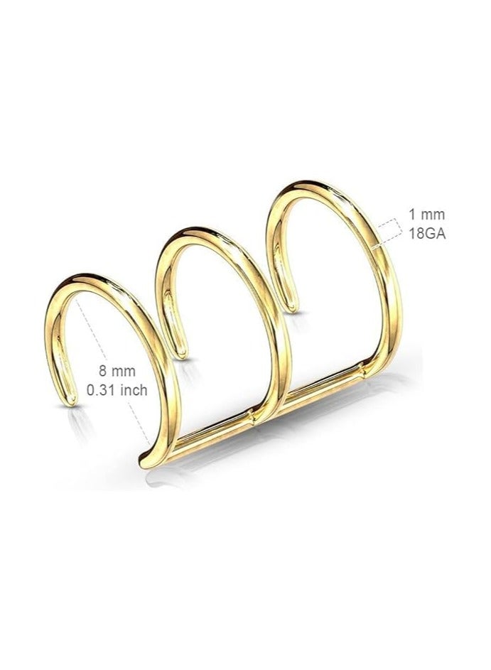 Fayrouz Jewellery Fairuz Jewelry Stainless Steel Triple Helix Clip On Earrings Without Cartilage Piercing, Suitable for All Occasions - Image 2