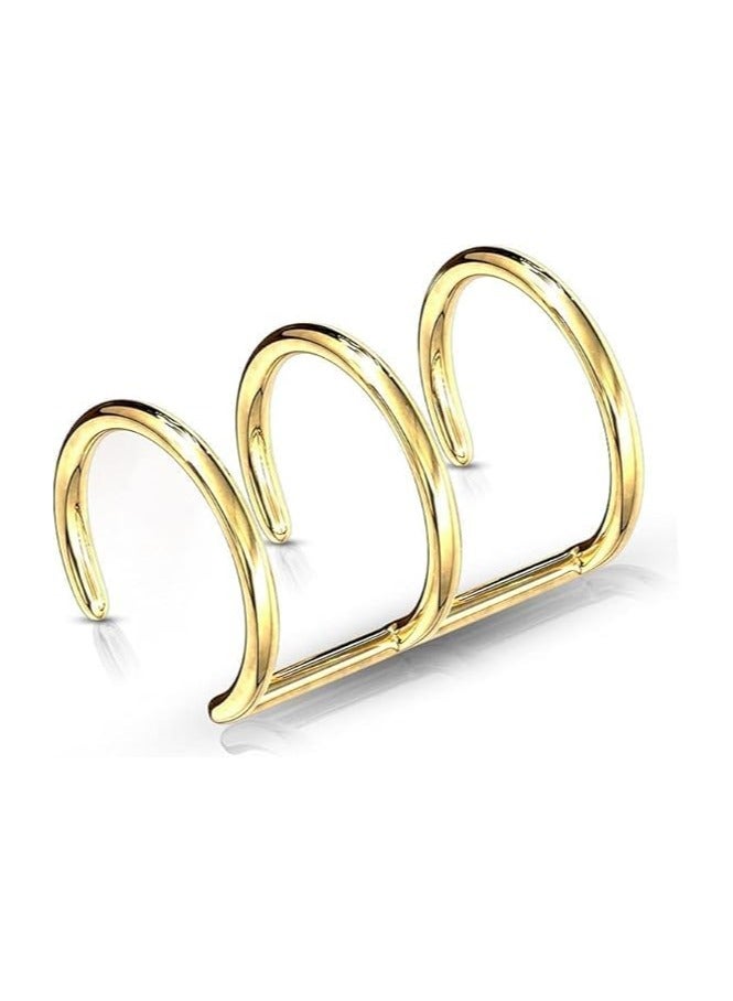 Fayrouz Jewellery Fairuz Jewelry Stainless Steel Triple Helix Clip On Earrings Without Cartilage Piercing, Suitable for All Occasions - Image 3