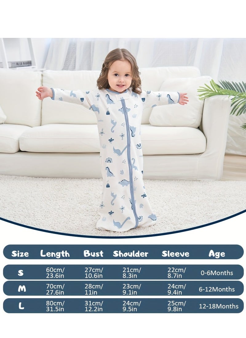 Miracle Baby - 0.5Tog Baby Sleeping Bags 100% Cotton for Newborn Baby Swaddle Wrap Long Sleeves Kids Sleeping Sack 0-18M - Image 1