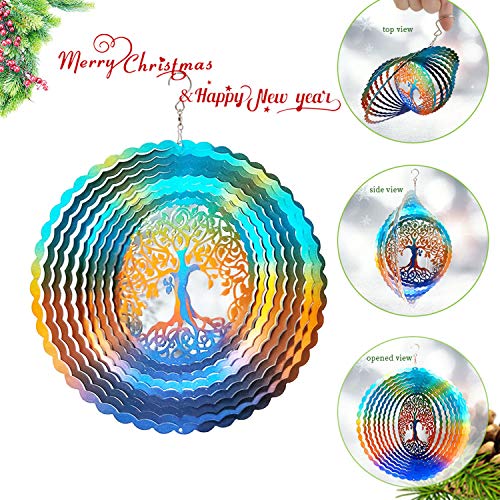 FONMY Stainless Steel Wind Spinner Worth Gifts Indoor Outdoor Garden Decoration Crafts Ornaments 12Inch Multi Color Life Tree Wind Spinners - Image 2