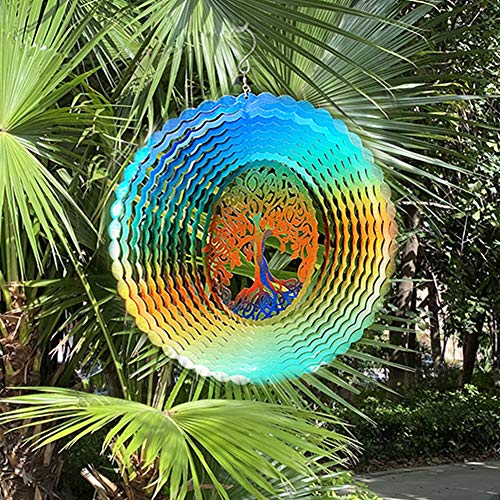 FONMY Stainless Steel Wind Spinner Worth Gifts Indoor Outdoor Garden Decoration Crafts Ornaments 12Inch Multi Color Life Tree Wind Spinners - Image 4