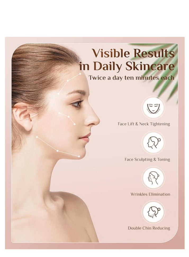 Loquat 7 Color Galvanic Machines, Red Light Therapy for Face and Neck, Face Massager Tool for Wrinkles, Double Chin, Vibrating Facial Massager with Thermals, Pink - Image 5