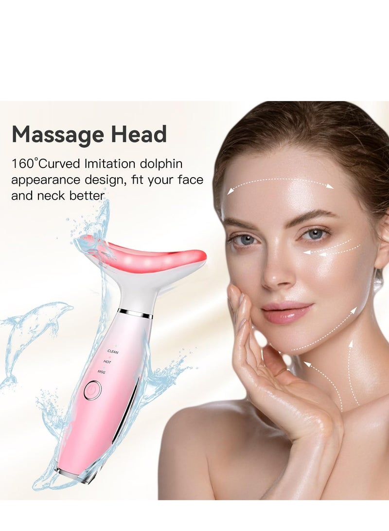 Loquat 7 Color Galvanic Machines, Red Light Therapy for Face and Neck, Face Massager Tool for Wrinkles, Double Chin, Vibrating Facial Massager with Thermals, Pink - Image 4