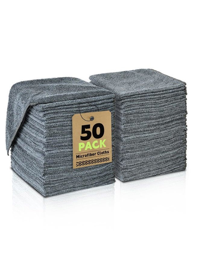 TEAWOO Microfiber Cleaning Cloths 50 Pack, Grey Microfiber Towels for Cars, Ultra Absorbent Wash Cloths, Lint-Free Streak-Free Microfiber Towels Bulk for Car, House, Kitchen, and Window, 12x12 inches - Image 1