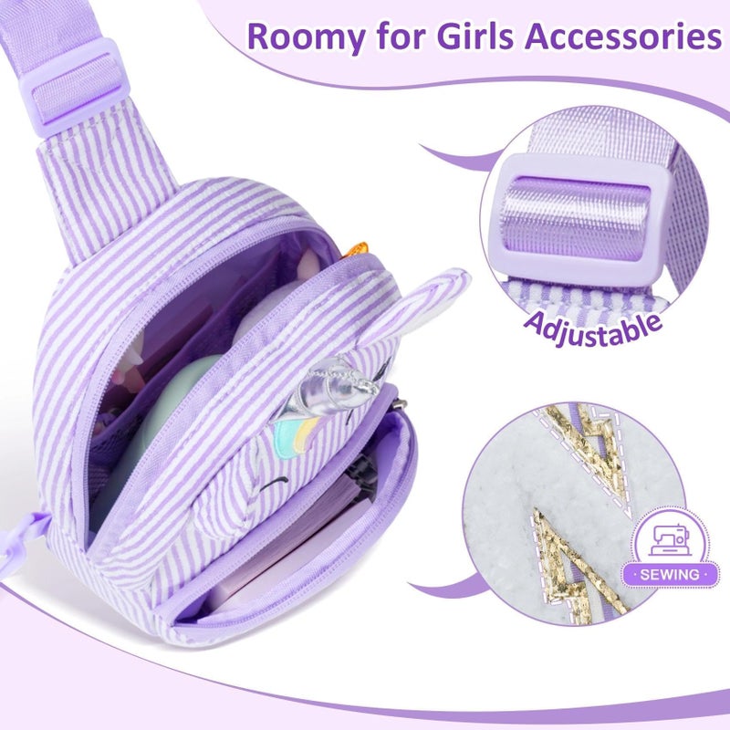COSHAYSOO Purple Unicorn Little Girl Purse Easter Basket Stuffers Birthday Gifts for 2 3 4 5 6 7 8 Year Old Girls, Personalized Kids Initial Crossbody Sling Bag Cute Spring Break Essentials Letter A - Image 4