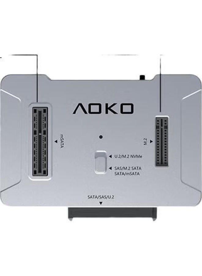 Aoko Sas/U.2/M.2/Sata/Msata Universal Hard Drive Docking Station Sas To Usb Enterprise U2Nvme External Box Multi-Interface Mechanical Solid State Drive Reader U8S - Image 3