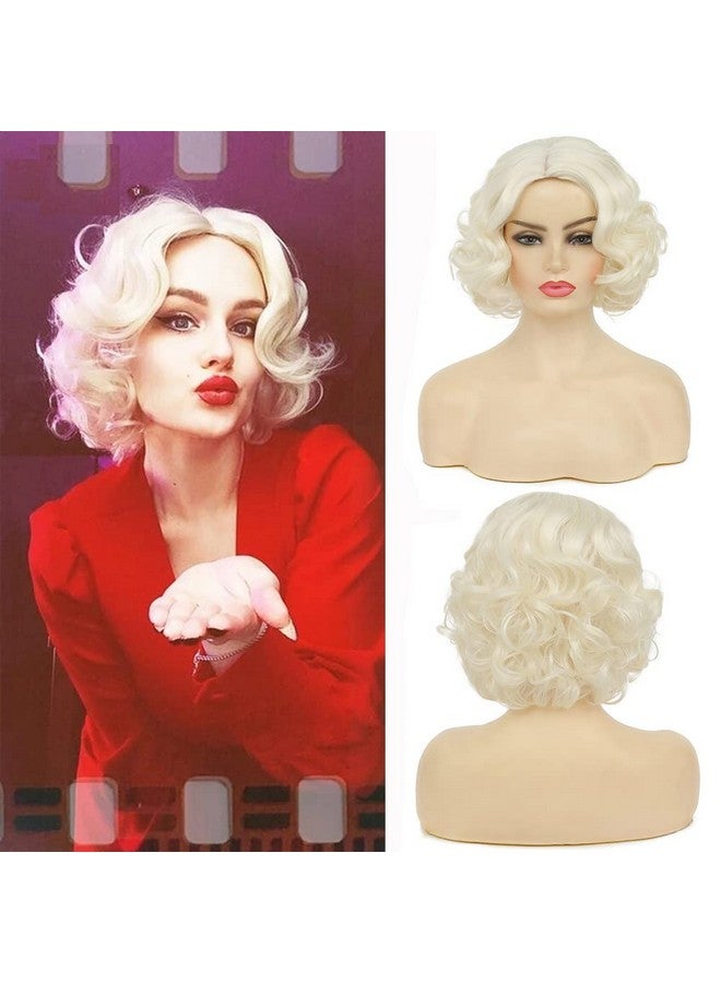 Tseses Seses Blonde Curly Short Finger Wave Wigs For Lady With Bangs Synthetic Hair Natural Cosplay Halloween Costume Women Wigs - Image 1