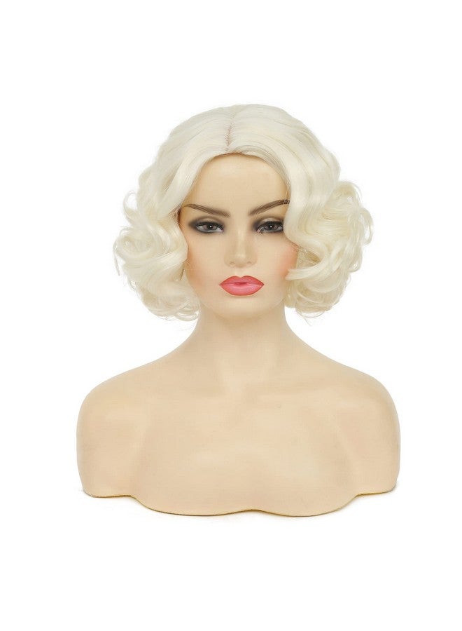 Tseses Seses Blonde Curly Short Finger Wave Wigs For Lady With Bangs Synthetic Hair Natural Cosplay Halloween Costume Women Wigs - Image 3
