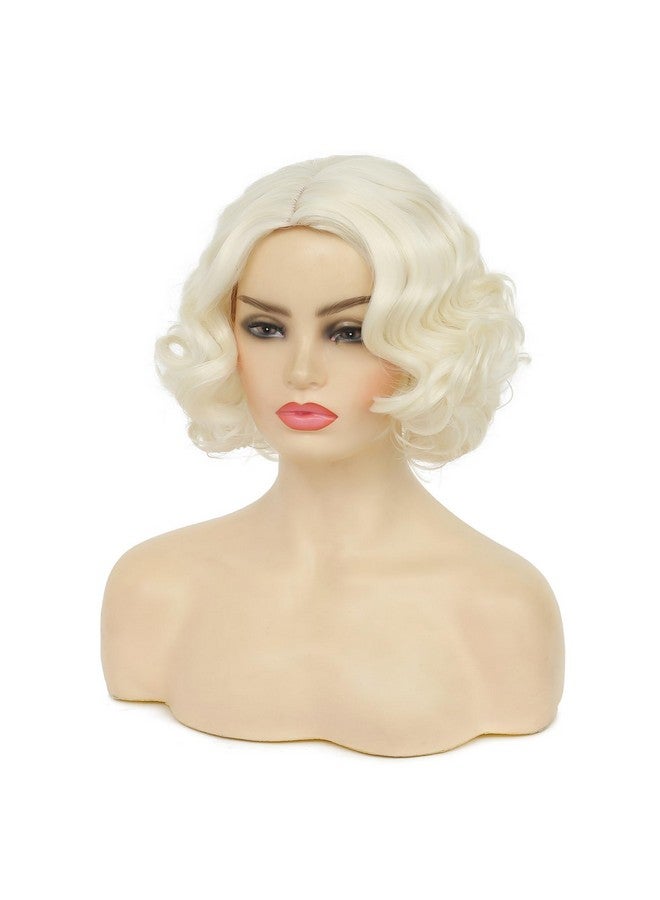 Tseses Seses Blonde Curly Short Finger Wave Wigs For Lady With Bangs Synthetic Hair Natural Cosplay Halloween Costume Women Wigs - Image 5
