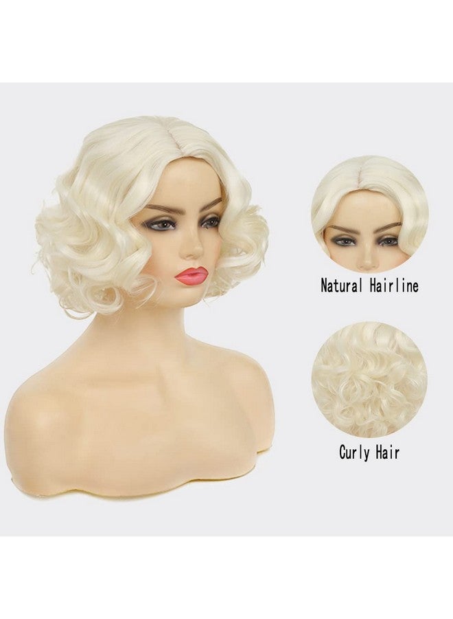 Tseses Seses Blonde Curly Short Finger Wave Wigs For Lady With Bangs Synthetic Hair Natural Cosplay Halloween Costume Women Wigs - Image 4