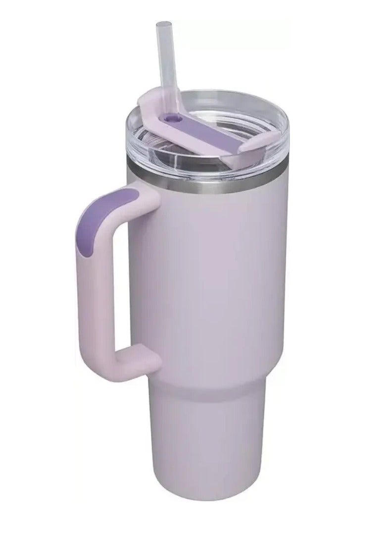 40oz H2.0 Quencher Tumbler – Orchid Matte Finish, Durable & Spill-Proof – Keeps Drinks Ice-Cold for 12 Hours, Hot for 7 Hours – With Handle, Reusable Straw, Leak-Proof Lid, Perfect for Water, Tea, Coffee, Smoothies & More – Travel Mug for All-Day Hydration