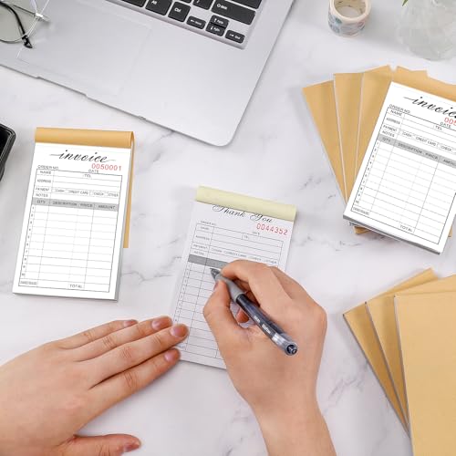 Homvle Invoice Receipt Book, 3.4x5.5" Handheld 2-Part Carbonless Sales Invoice Book, Invoice Pad with Cardboard for Small Boutique Business, (50 Sets * 2 Pack) - Image 5