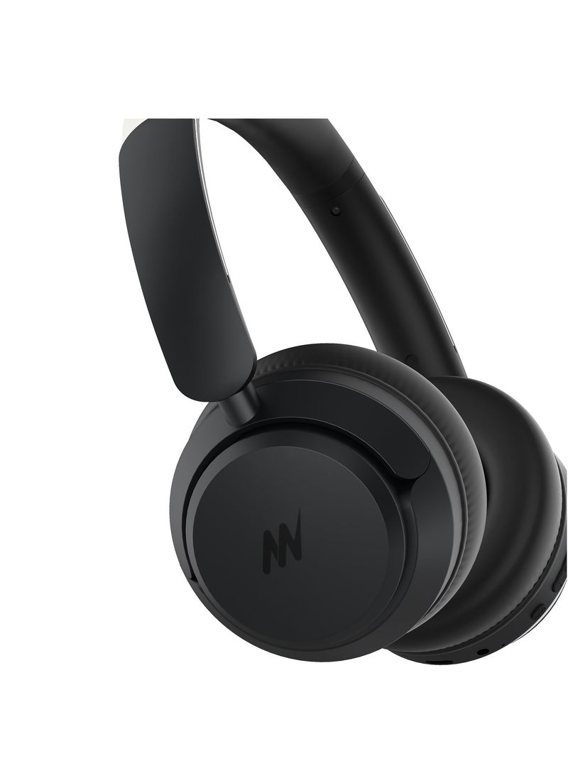 Mezone - Lukas Active Noise Cancelling Headphones, Wireless Bluetooth On-Ear Headphone with Mic, Deep Bass, Up to 40H Playtime, Type C Charging & Adjustable Headband Base, Space Grey - Image 1