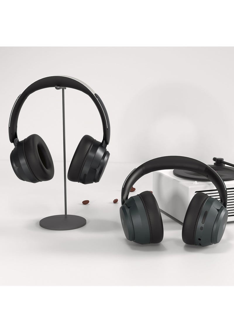 Mezone - Lukas Active Noise Cancelling Headphones, Wireless Bluetooth On-Ear Headphone with Mic, Deep Bass, Up to 40H Playtime, Type C Charging & Adjustable Headband Base, Space Grey - Image 1