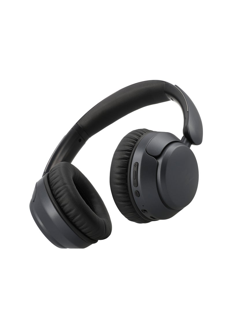 Mezone - Lukas Active Noise Cancelling Headphones, Wireless Bluetooth On-Ear Headphone with Mic, Deep Bass, Up to 40H Playtime, Type C Charging & Adjustable Headband Base, Space Grey - Image 1