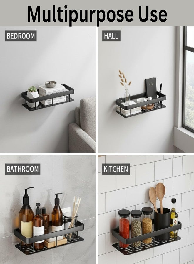 PulGos 1 Pc Heavy Abs Duty Self-Adhesive Bathroom Shelf Rack - Wall Mounted Bathroom Storage Shelf, Multipurpose Kitchen Shelf Organizer, Space-Saving Shelf for Toilet, Shower, Washroom (Black) - Image 5