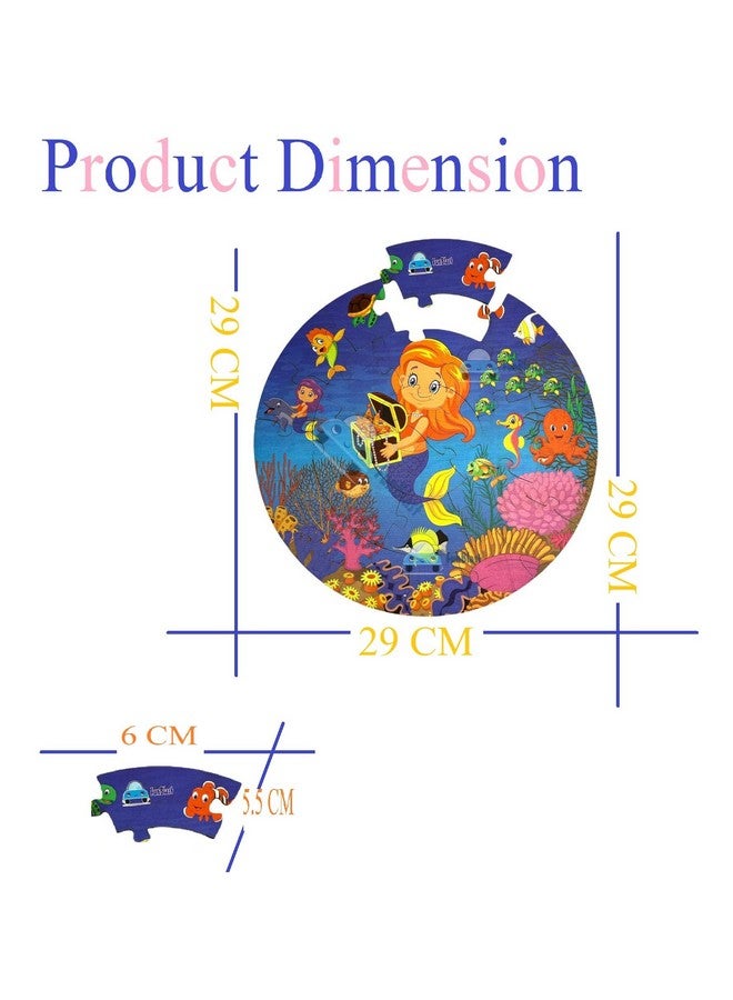 فنبلاست ألغاز الصور المقطوعة الخشبية من فن بلاست للأطفال - مجموعة ألغاز الصور المقطوعة الخشبية بدون ورق على شكل حورية البحر، ألغاز أرضية يمكنك صنعها بنفسك للأولاد والبنات، ألعاب تعليمية للأطفال (28 قطعة؛ متعددة الألوان) - Image 2