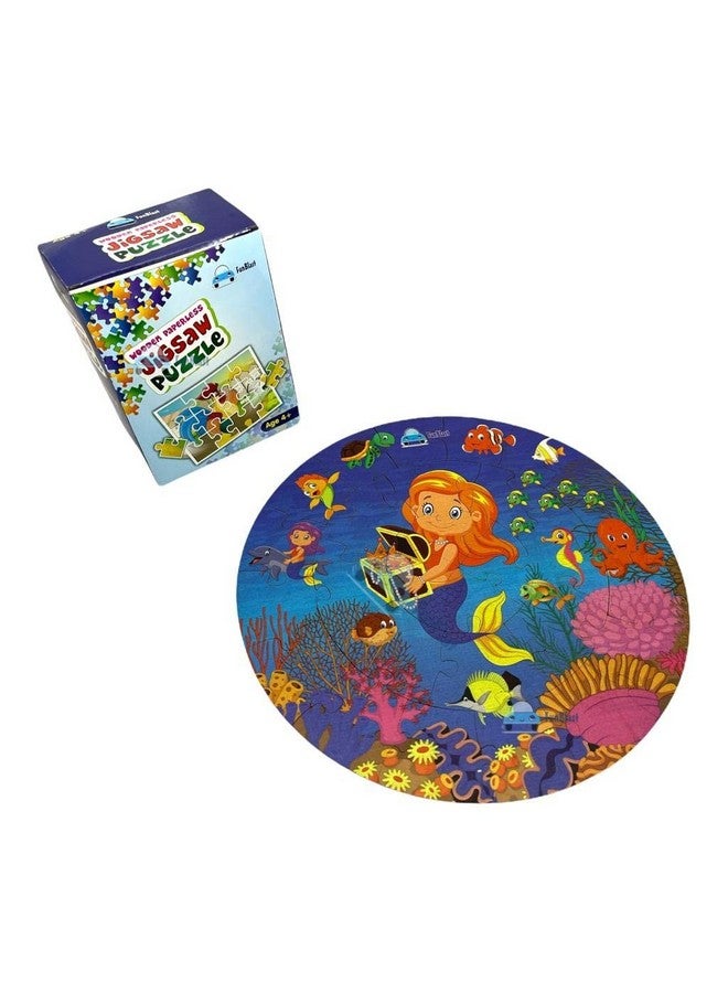 فنبلاست ألغاز الصور المقطوعة الخشبية من فن بلاست للأطفال - مجموعة ألغاز الصور المقطوعة الخشبية بدون ورق على شكل حورية البحر، ألغاز أرضية يمكنك صنعها بنفسك للأولاد والبنات، ألعاب تعليمية للأطفال (28 قطعة؛ متعددة الألوان) - Image 3