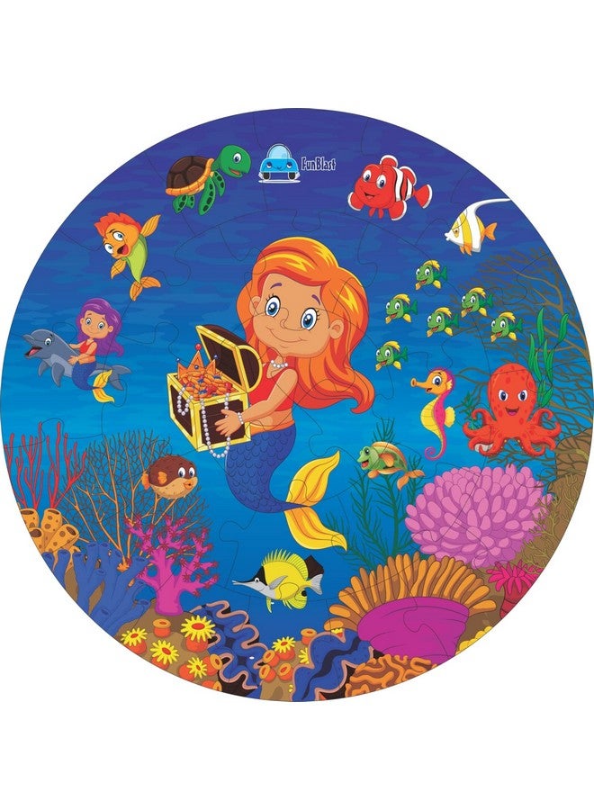 فنبلاست ألغاز الصور المقطوعة الخشبية من فن بلاست للأطفال - مجموعة ألغاز الصور المقطوعة الخشبية بدون ورق على شكل حورية البحر، ألغاز أرضية يمكنك صنعها بنفسك للأولاد والبنات، ألعاب تعليمية للأطفال (28 قطعة؛ متعددة الألوان) - Image 1
