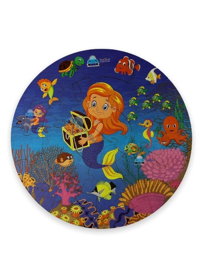 فنبلاست ألغاز الصور المقطوعة الخشبية من فن بلاست للأطفال - مجموعة ألغاز الصور المقطوعة الخشبية بدون ورق على شكل حورية البحر، ألغاز أرضية يمكنك صنعها بنفسك للأولاد والبنات، ألعاب تعليمية للأطفال (28 قطعة؛ متعددة الألوان) - Image 5