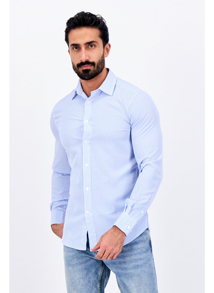 Men Modern Fit Gingham Pattern Long Sleeve Dress Shirts, Light Blue - pzsku/Z500205744583A78AF846Z/45/_/1738678497/ba5c1293-665b-48ca-a40c-70b77a45fe76