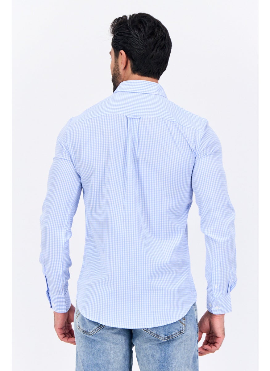 Men Modern Fit Gingham Pattern Long Sleeve Dress Shirts, Light Blue - pzsku/Z500205744583A78AF846Z/45/_/1738678507/b6c09ad2-9ac3-4830-99b4-b98bb5bbe058