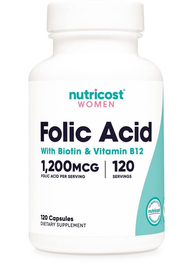Nutricost Folic Acid For Women (Vitamin B9) 1200 Mcg 120 Capsules With B12 And Biotin Veggie Caps Nongmo & Gluten Free - Image 2