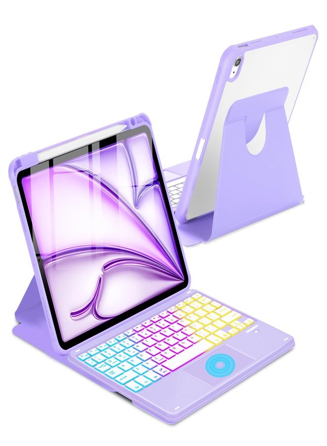 MePadKey Touchpad Keyboard Case for iPad Air 11 inch M3 2025/M2 2024 7th/6th Generation, 360 Rotation Cover with Wireless Backlit Detachable Keypad for Air 10.9" 5th 4th 4 5 6 7 Gen, Purple - Image 1