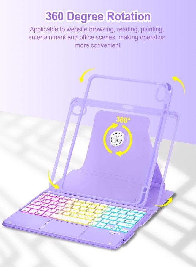 MePadKey Touchpad Keyboard Case for iPad Air 11 inch M3 2025/M2 2024 7th/6th Generation, 360 Rotation Cover with Wireless Backlit Detachable Keypad for Air 10.9" 5th 4th 4 5 6 7 Gen, Purple - Image 4