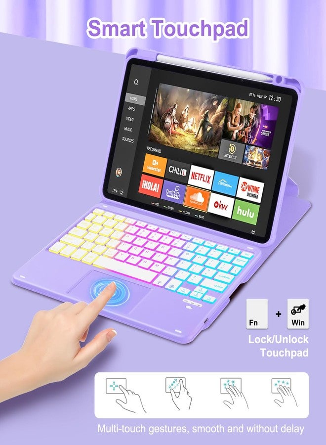 MePadKey Touchpad Keyboard Case for iPad Air 11 inch M3 2025/M2 2024 7th/6th Generation, 360 Rotation Cover with Wireless Backlit Detachable Keypad for Air 10.9" 5th 4th 4 5 6 7 Gen, Purple - Image 3