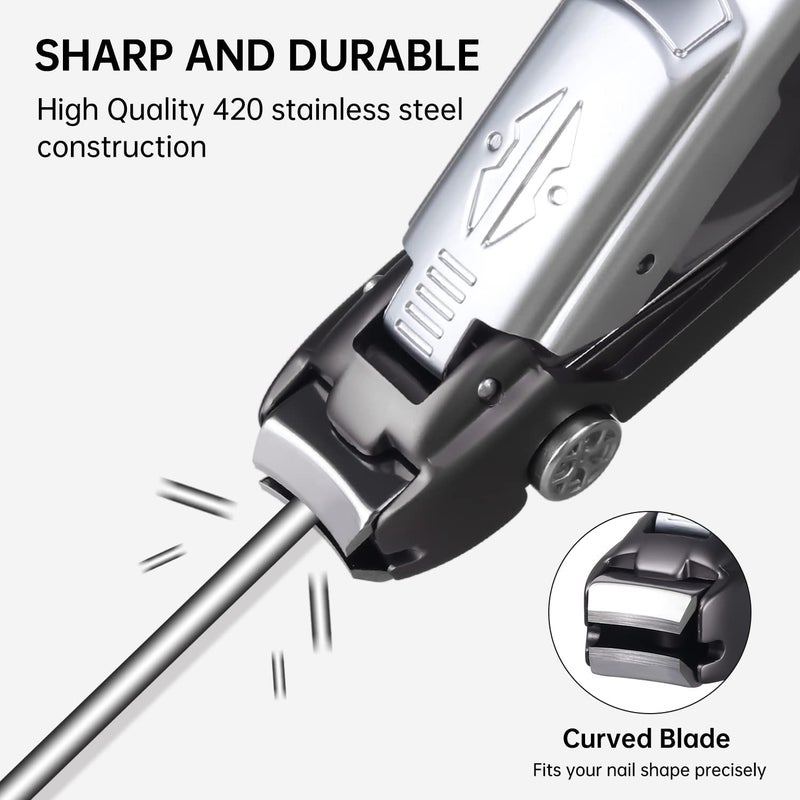 Ritmo Car Nail Cutter for Men Toe Nail Cutter for Thick Nails Cutting Clipper Trimmer for Women Wide Opening Sharp Saw Stainless Steel Large Nail Clipper Curved Blade Silver Black - Image 4