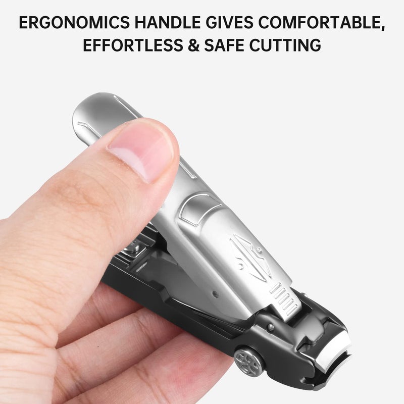 Ritmo Car Nail Cutter for Men Toe Nail Cutter for Thick Nails Cutting Clipper Trimmer for Women Wide Opening Sharp Saw Stainless Steel Large Nail Clipper Curved Blade Silver Black - Image 3