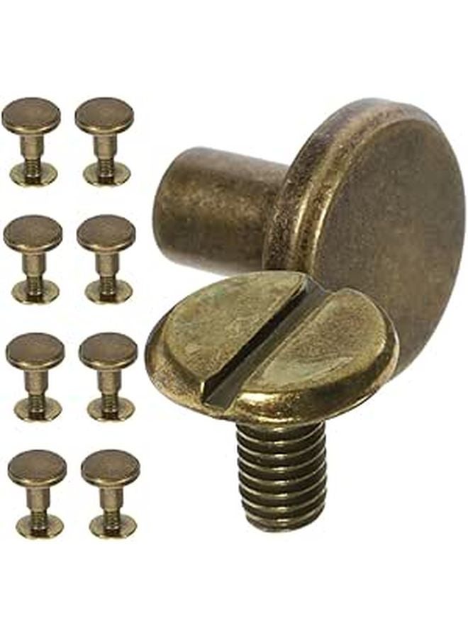 10Pcs Antique Finish Round Flat Head Rivets For Leathercraft Bookbinding DIY Bag Repair - Image 1