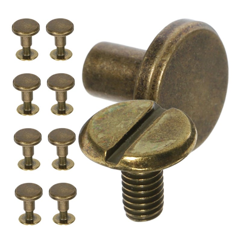 10Pcs Antique Finish Round Flat Head Rivets For Leathercraft Bookbinding DIY Bag Repair - Image 2