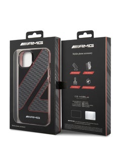AMG iPhone 14 Plus Case Transparent Double Layer Back Cover with Checkered Flag Pattern / Lifted Ring Case / Bumper Protection / Slim Profile / Easy Snap-On / Drop Protection - Red  - Image 3