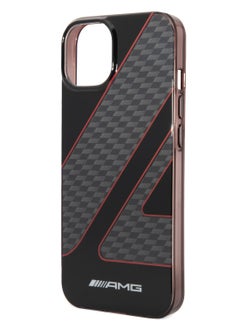 AMG iPhone 14 Plus Case Transparent Double Layer Back Cover with Checkered Flag Pattern / Lifted Ring Case / Bumper Protection / Slim Profile / Easy Snap-On / Drop Protection - Red  - Image 1