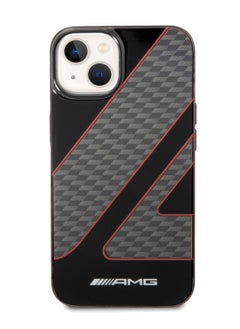 AMG iPhone 14 Plus Case Transparent Double Layer Back Cover with Checkered Flag Pattern / Lifted Ring Case / Bumper Protection / Slim Profile / Easy Snap-On / Drop Protection - Red  - Image 2